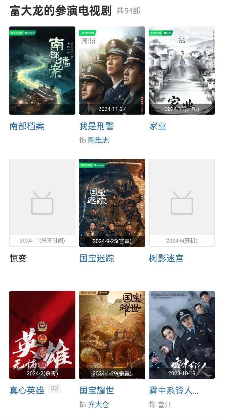 南部档案有富大龙  富大龙2024有点高产，《南部档案》《家业》《我是刑警》《惊