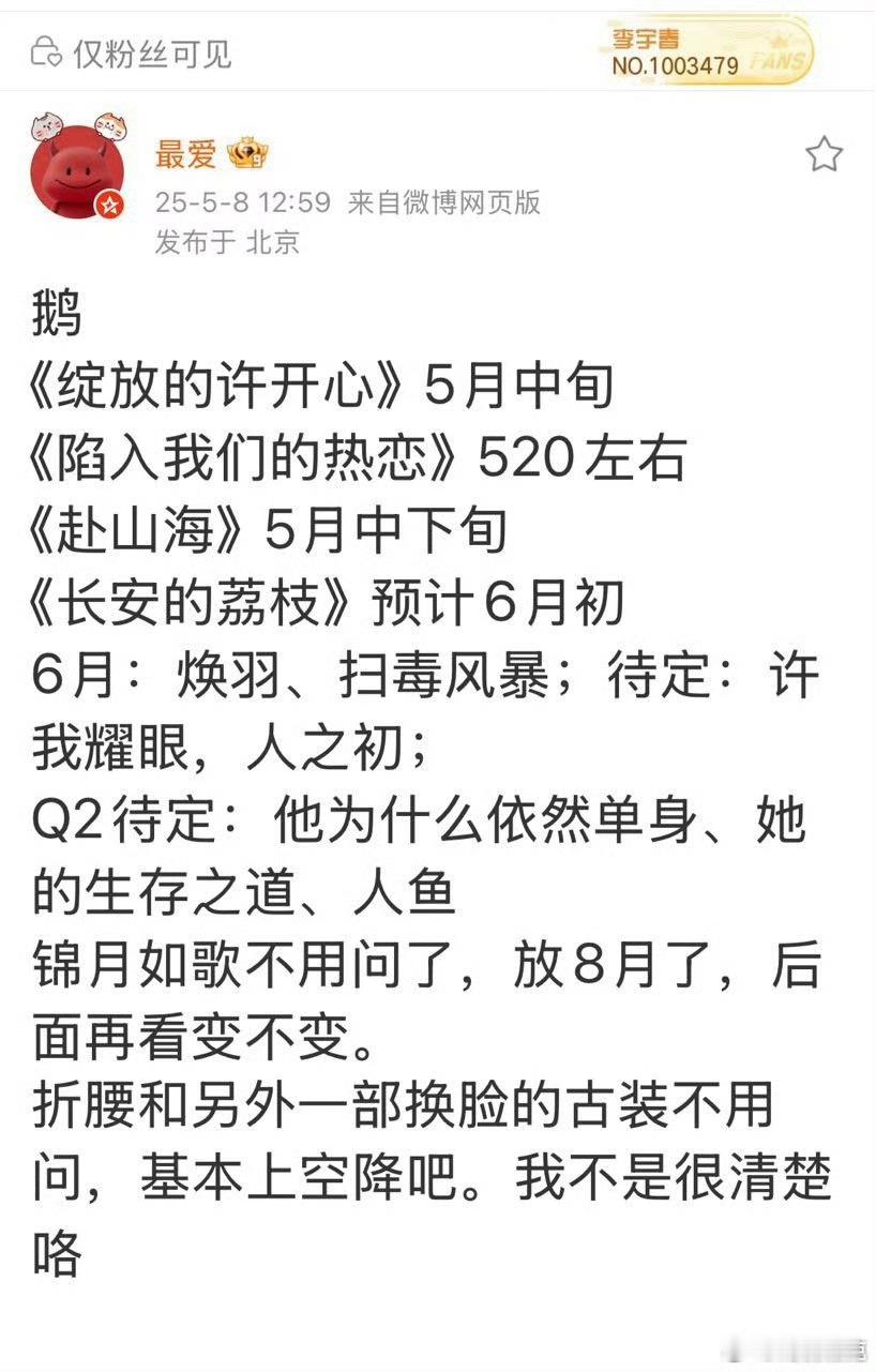 5~6月排播，能热闹一下吗[doge] ​​​