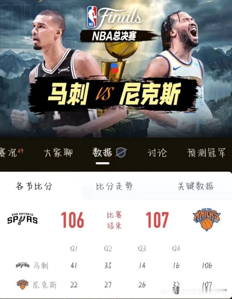 年轻的马刺真的是“太年轻”，上半时建立了那么大的优势，下半时却生生的让尼克斯捞了