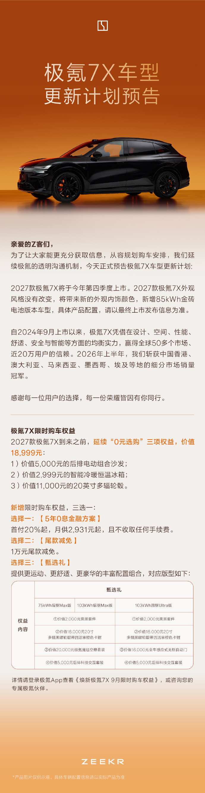 来了来了！2027款极氪7X预告落地，四季度正式上市。外观造型不变，新增外观内饰