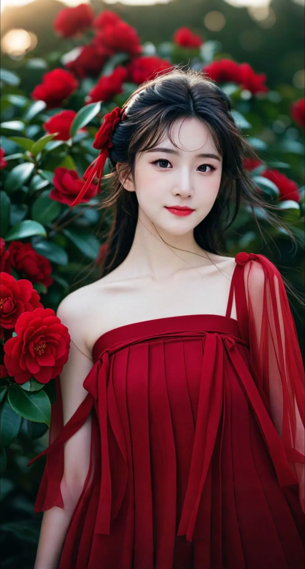 AI扩图 山茶美人