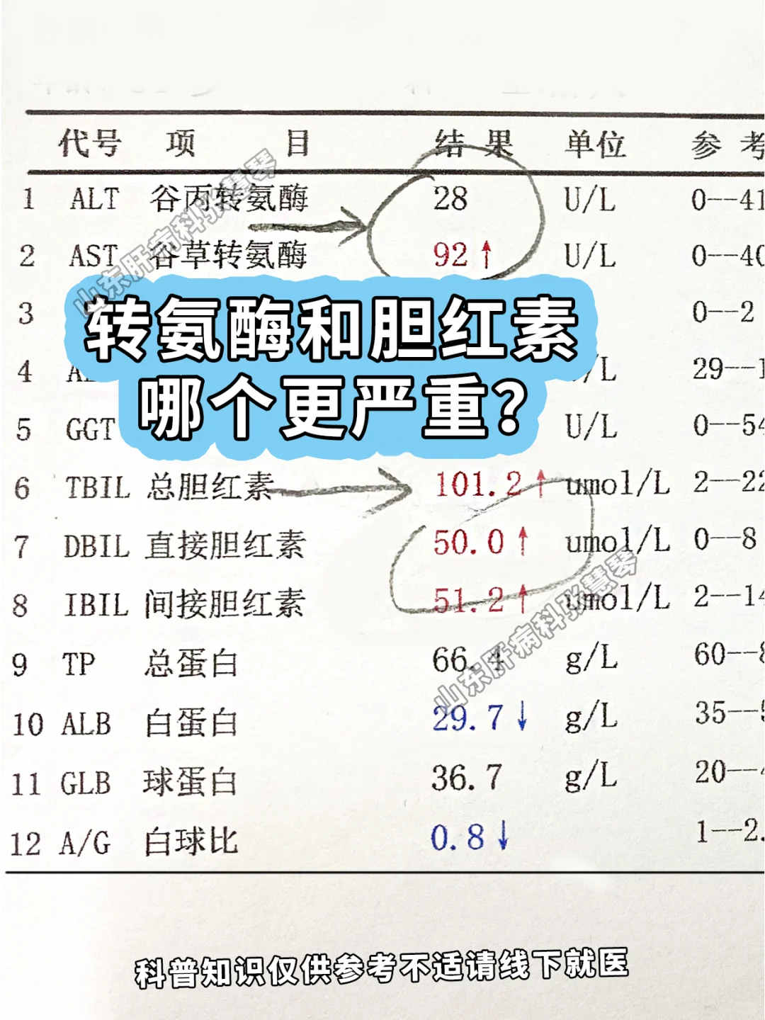 赶紧看看，转氨酶和胆红素哪一个升高更严重