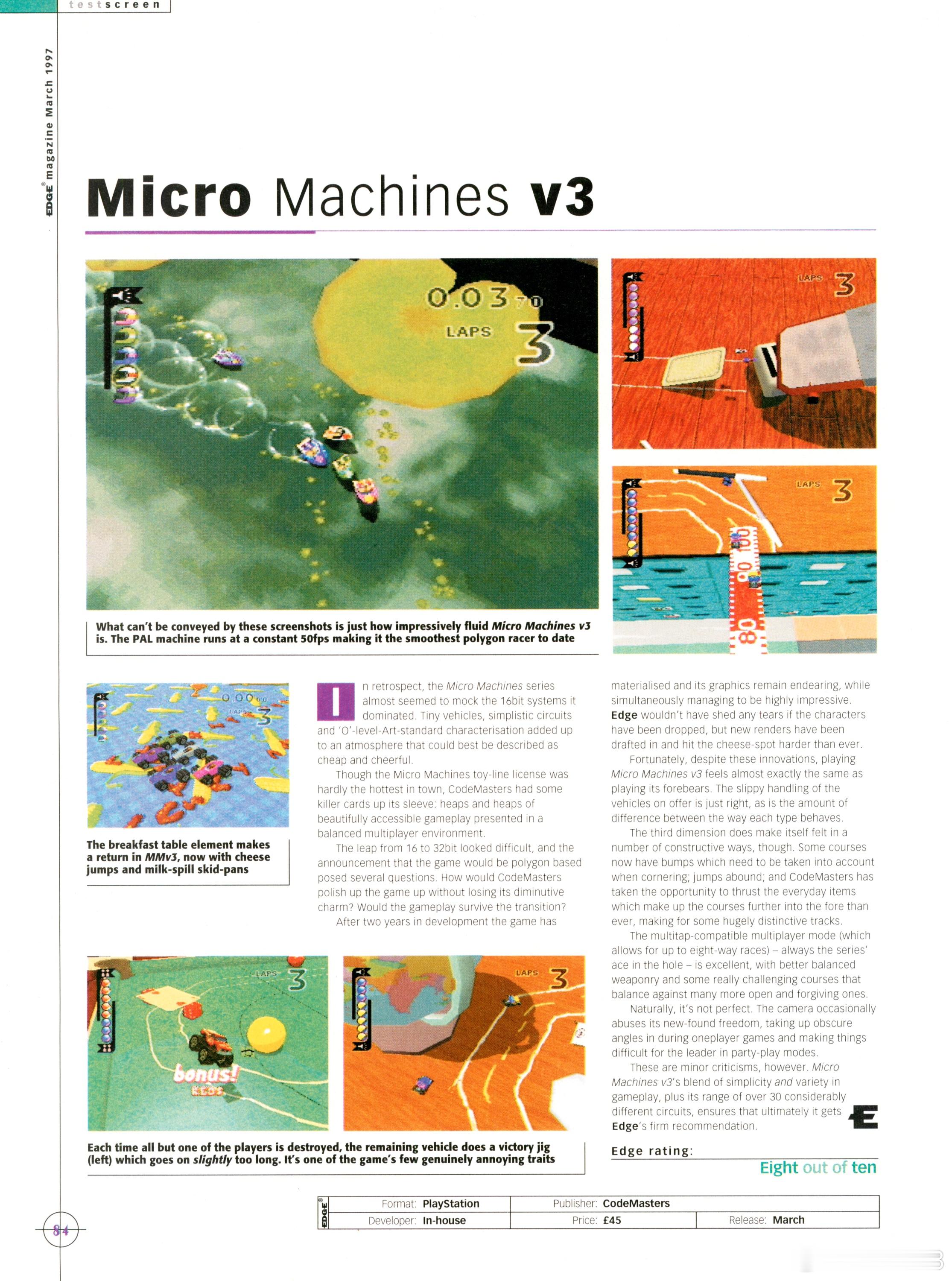 PS1时期的Micro Machines V3还是能打的，但是到了PS2后期的V
