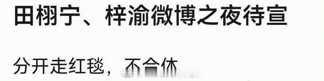 瓜主爆料田栩宁、梓渝微博之夜待官宣，而且是分开走红毯