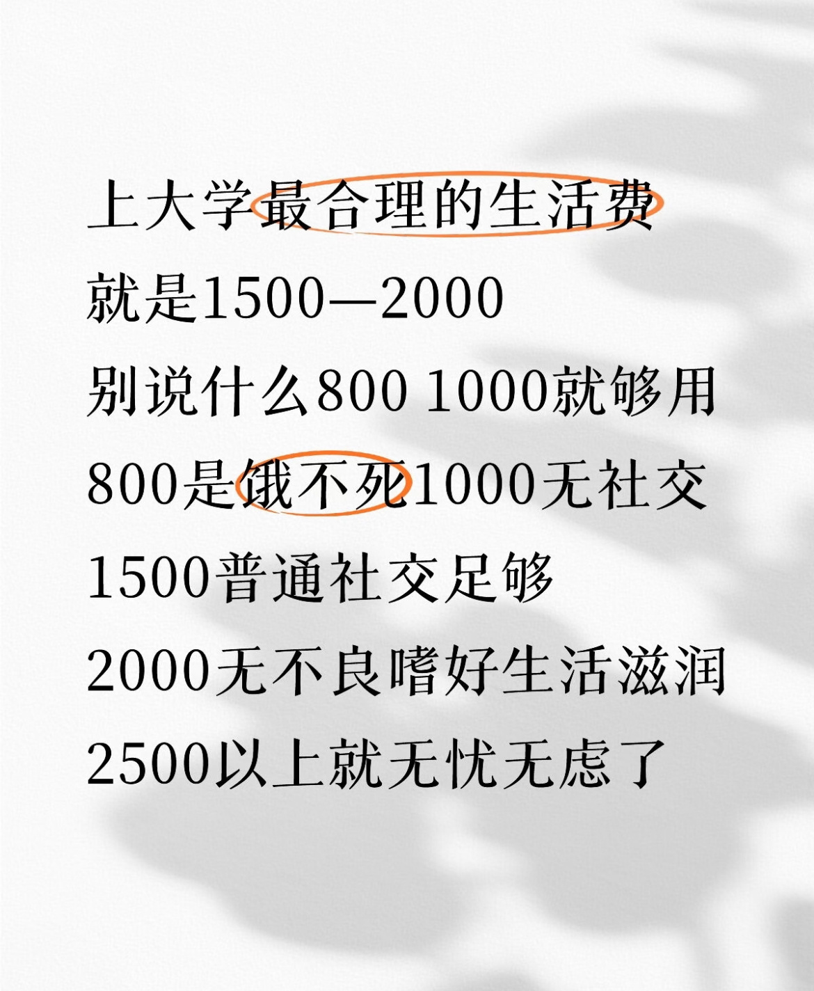 上大学最合理的生活费 
