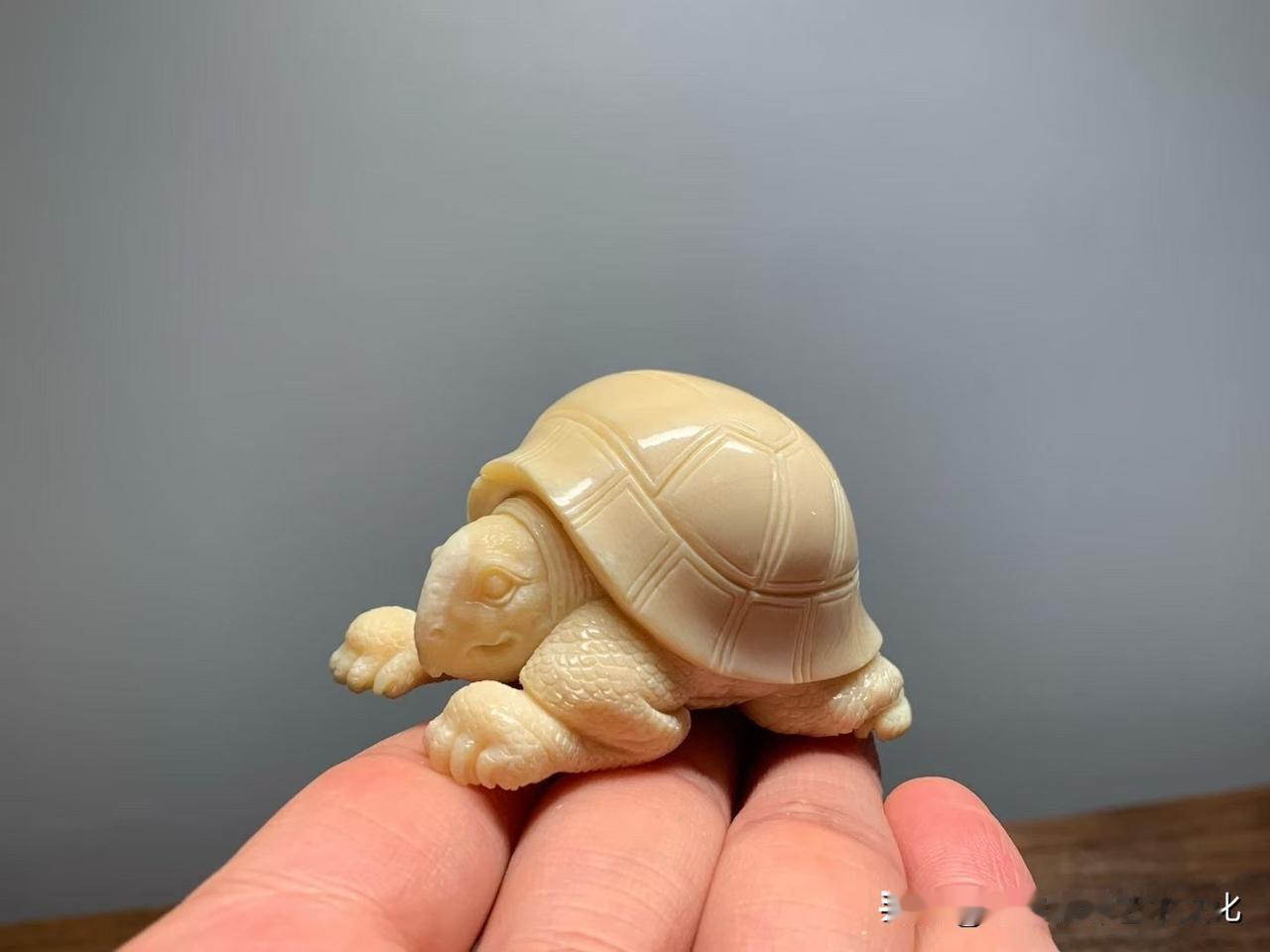 有些小摆件，不张扬，却特别耐看。

这枚“富甲天下”以猛犸老料雕制，小龟伏地缓行