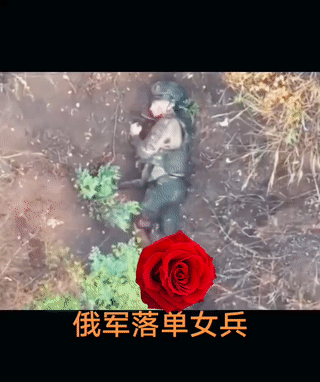 一名落单受伤的俄罗斯女兵躺在土坑里痛苦的挣扎！
虽然她早就已经被乌克兰的无人机发