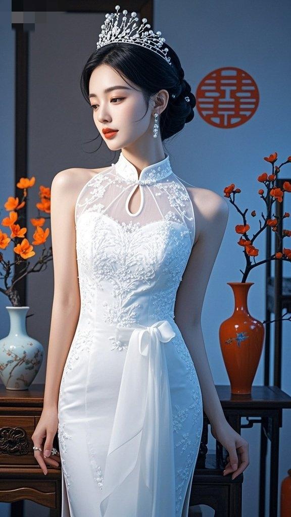 这身旗袍太美了，新娘子气质超赞，和仙女一样，太羡慕这位新郎了！