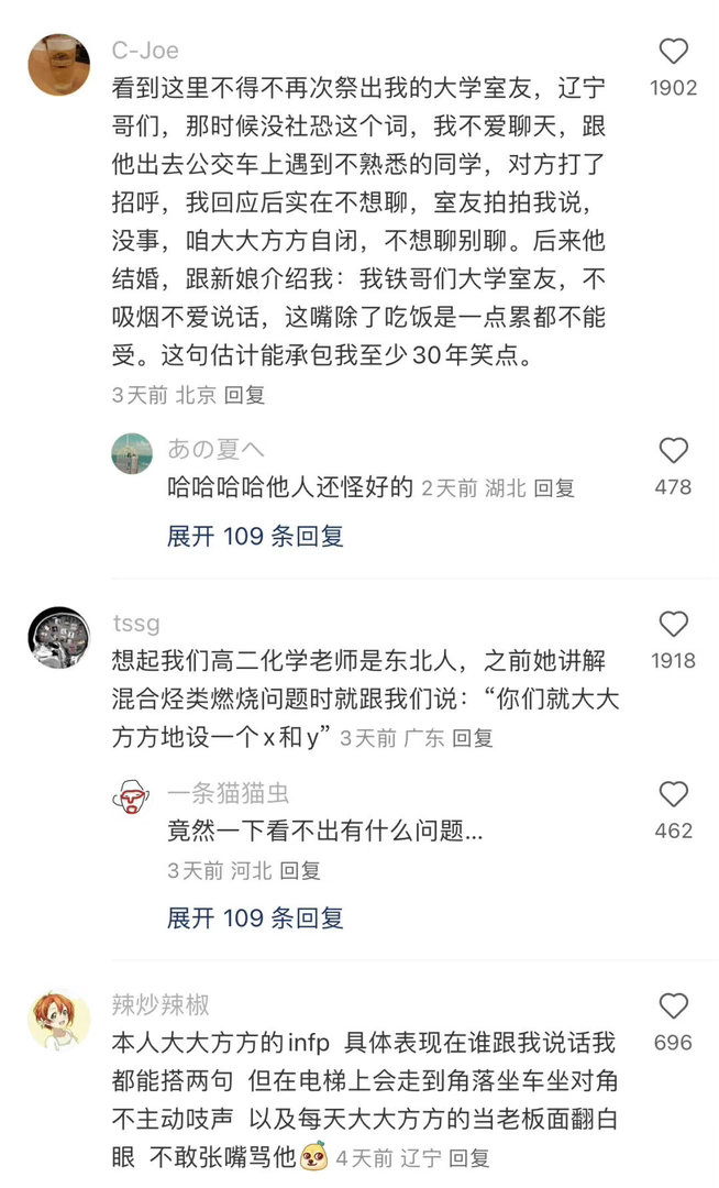 自闭症在东北都得大大方方的东北的i人是：你要实在想跟我唠，我也能跟你唠一会。 