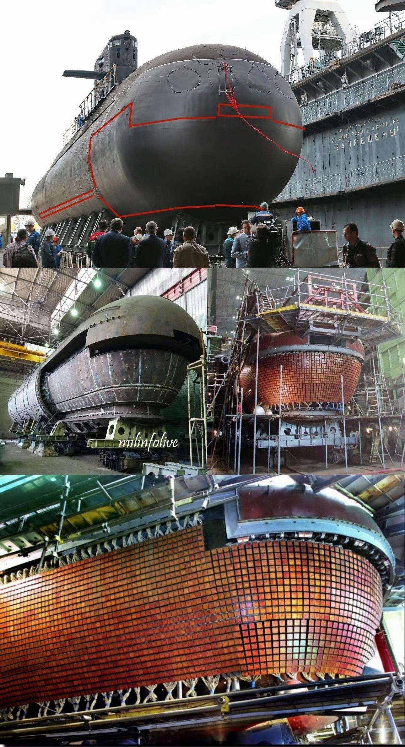 制图毛子真是抽象，如此巨大的侧面阵，直接和前面连成一体了，这还是个放在常规艇里都