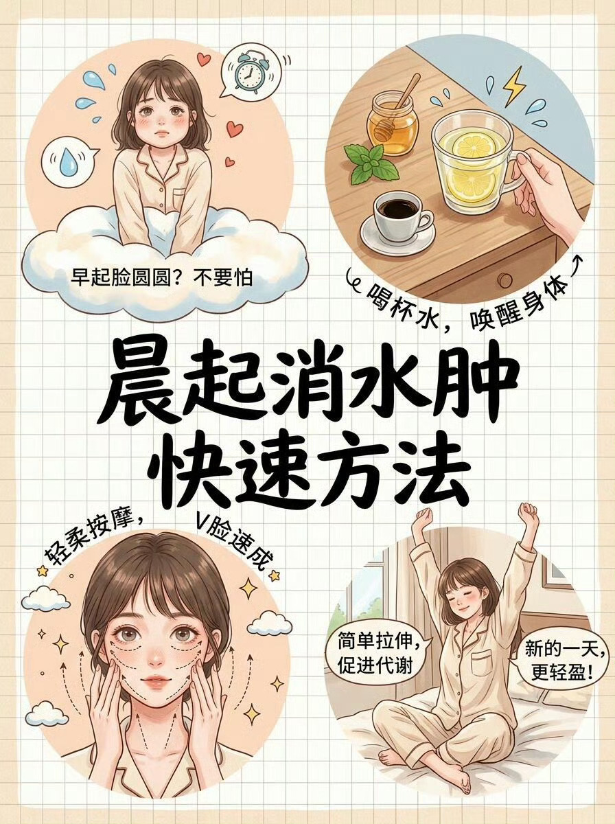 同一个人的早上和晚上区别有多大快来学！晨起消水肿的方法