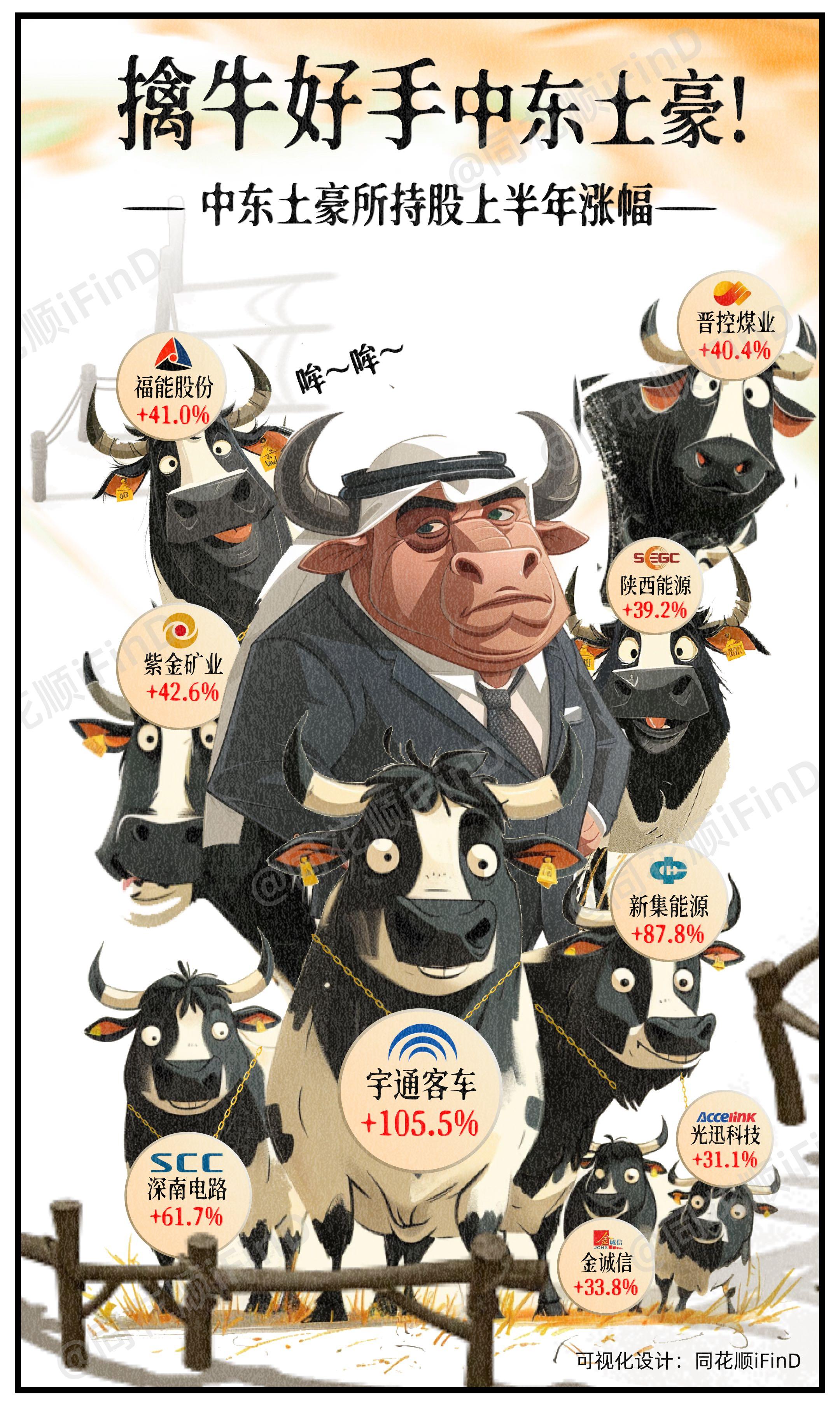 漫说财经25期｜擒牛好手中东土豪！上半年涨幅居前的中东土豪持仓股涨幅！
