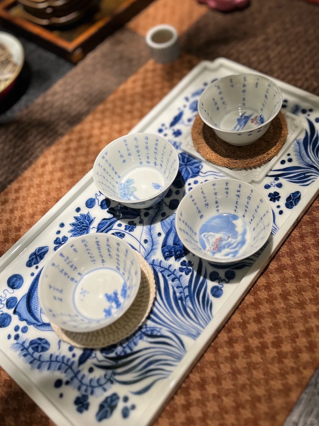 忘言造物高级套盒，高濂四时幽景若琛杯