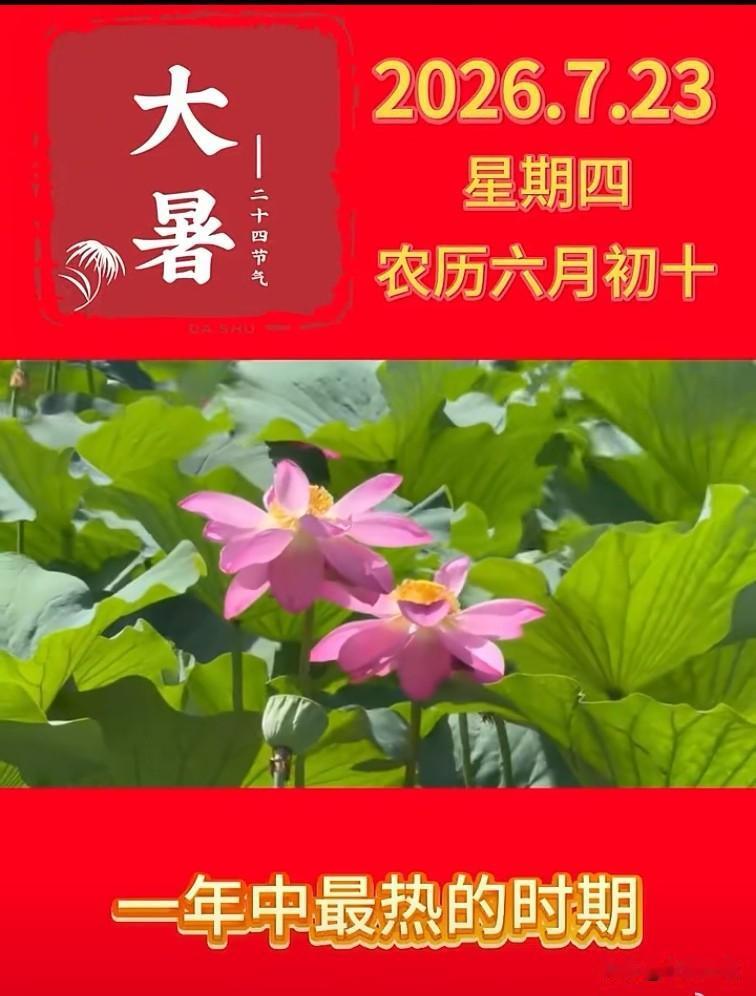 大暑大暑，上蒸下煮。
蝉声聒岸，莲池蛙鼓。
行者无力，居者喊苦。
急盼新霖，一洗