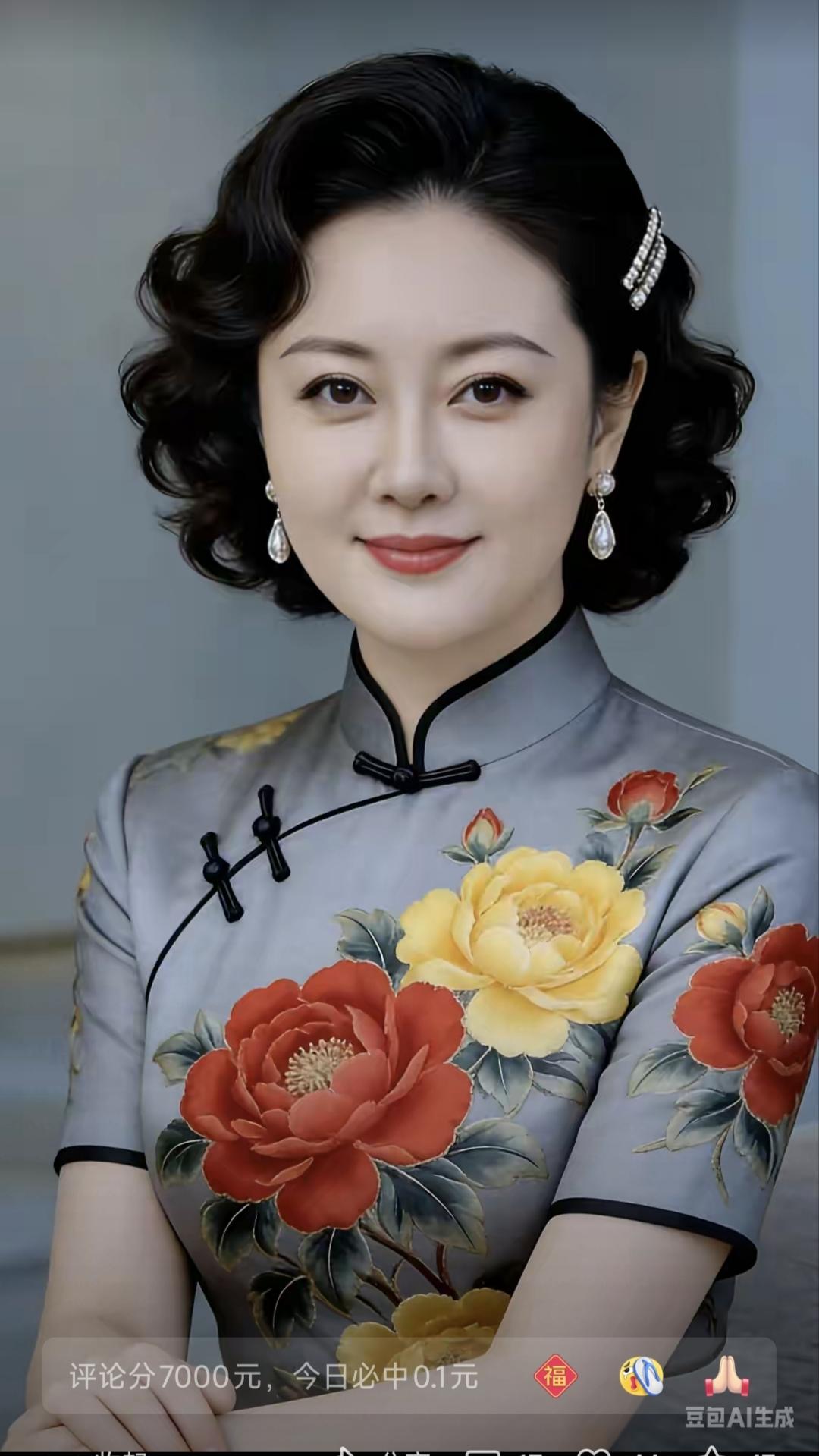 复古佳人  
卷发雍容韵自华，
风姿绰约胜名花。
艳如牡丹含清韵，
一抹温柔醉晚