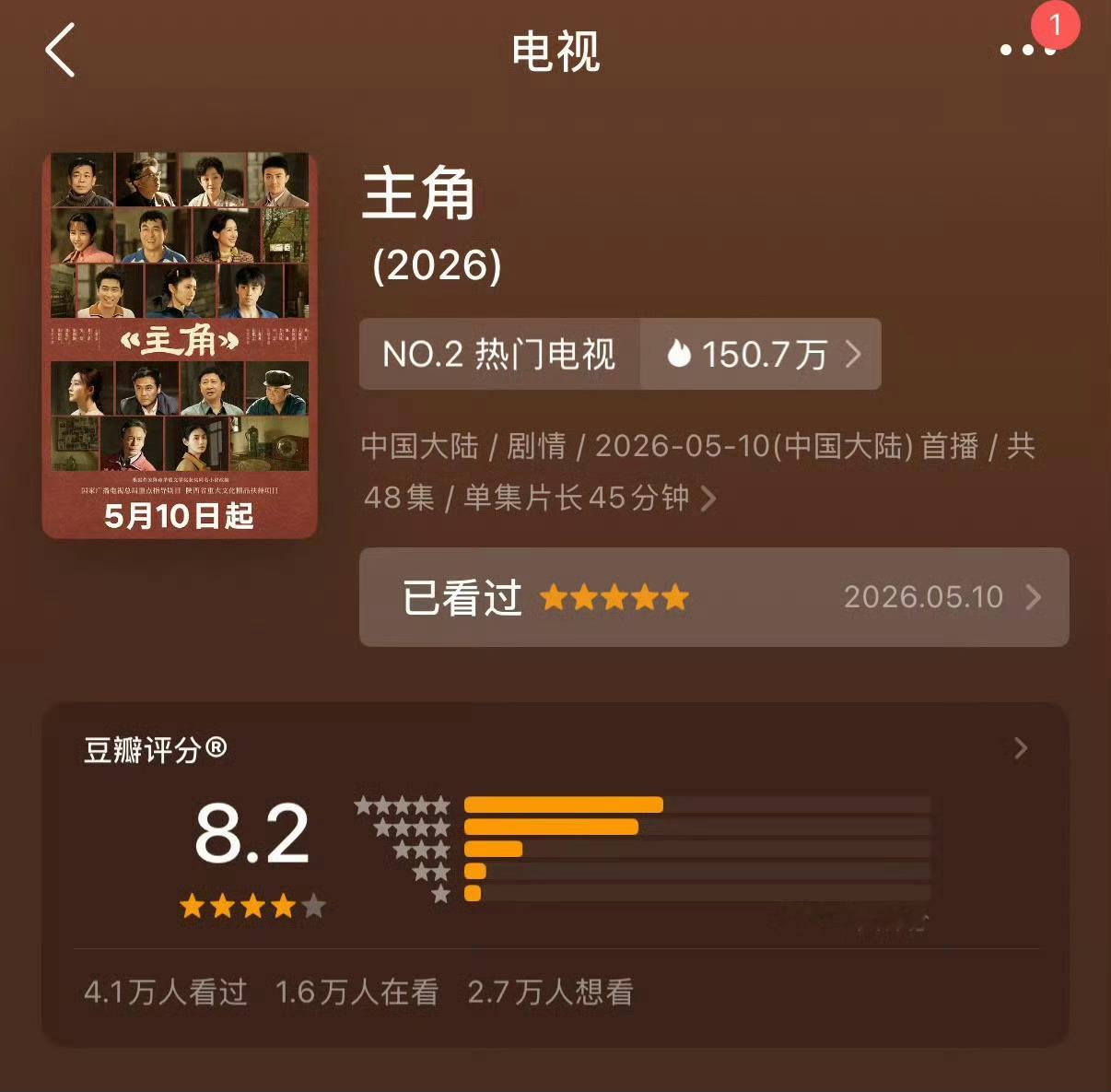 主角开分8.2 电视剧《主角》豆瓣开分8.2分！感觉还可以更好的