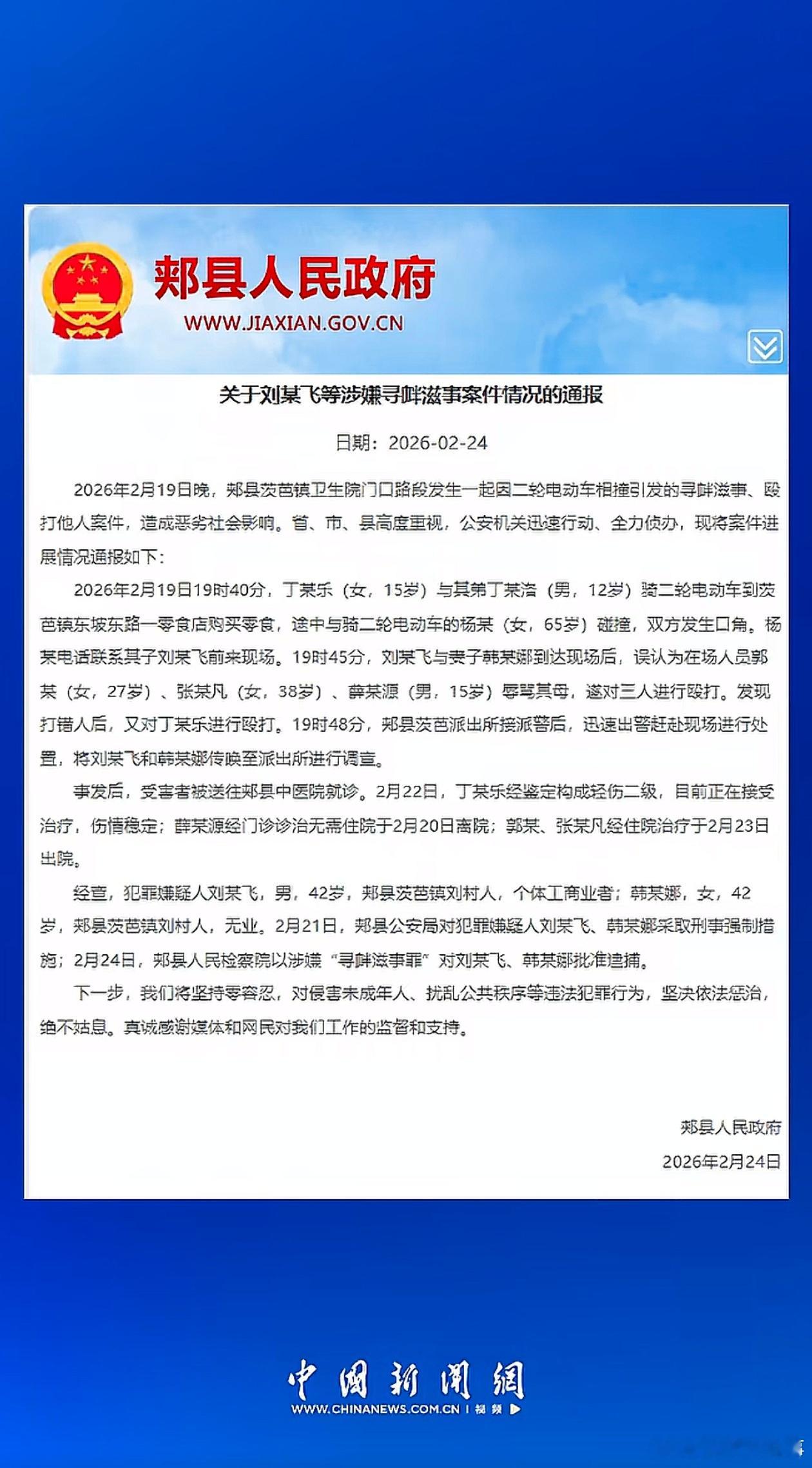 平顶山再通报打人事件寻衅滋事罪:两档刑期、第一档五年以下有期徒刑，第二档、五年以