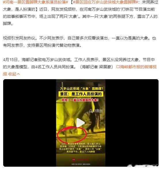 每天摸鱼打卡早上好！今天看到河南一景区露脚踝大象系演员扮演，感觉这些工作人员可真