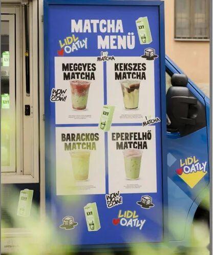 【匈牙利Lidl携手Oatly瑞典推出联名抹茶饮品活动】近日，燕麦奶Oatly宣