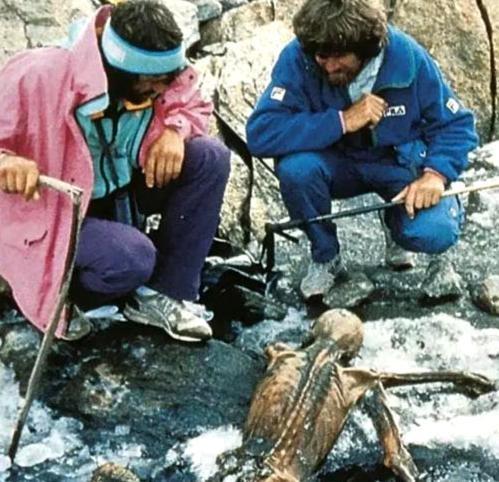1991年，一对夫妇在攀登阿尔卑斯山三千米高峰时，意外发现一具蜷缩在雪地中的冰封