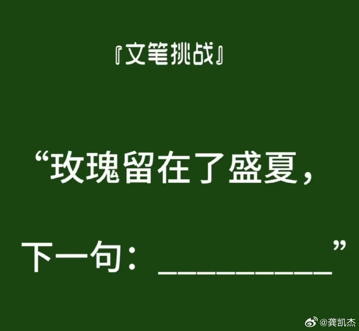 文笔挑战，看谁肚子里的墨水最多。玫瑰留在了盛夏，下一句： 