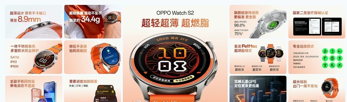 OPPO Watch S2 来了，首发 OPPO FatMax 超燃脂模式，Co