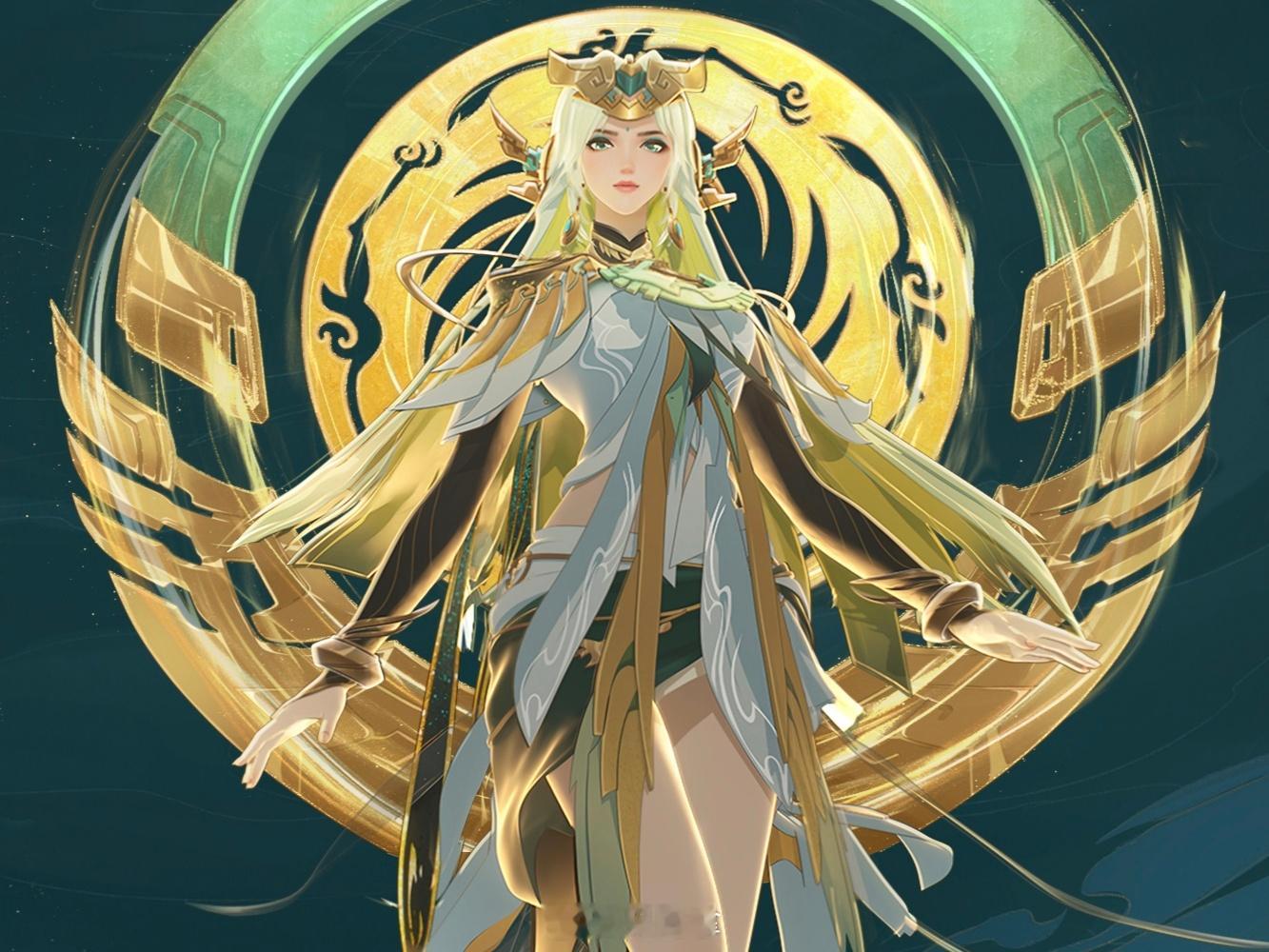 wow，白发海月！好喜欢cg的这种画风！#海月金沙皮肤cg##海月金乌负日cg#