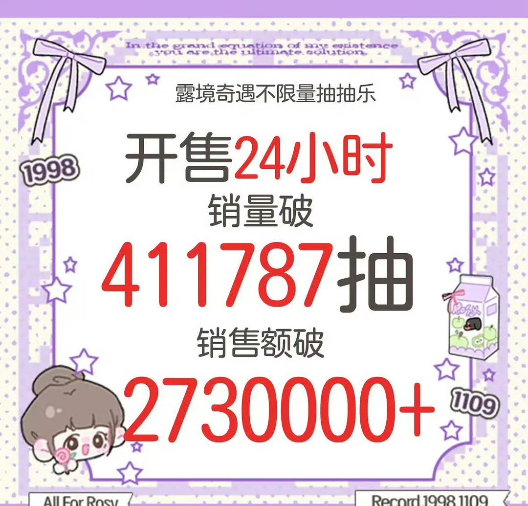 赵露思ccl太🐮了吧，目前抽数销量破46万，销售额破305万🔥，可露丽就爱氪