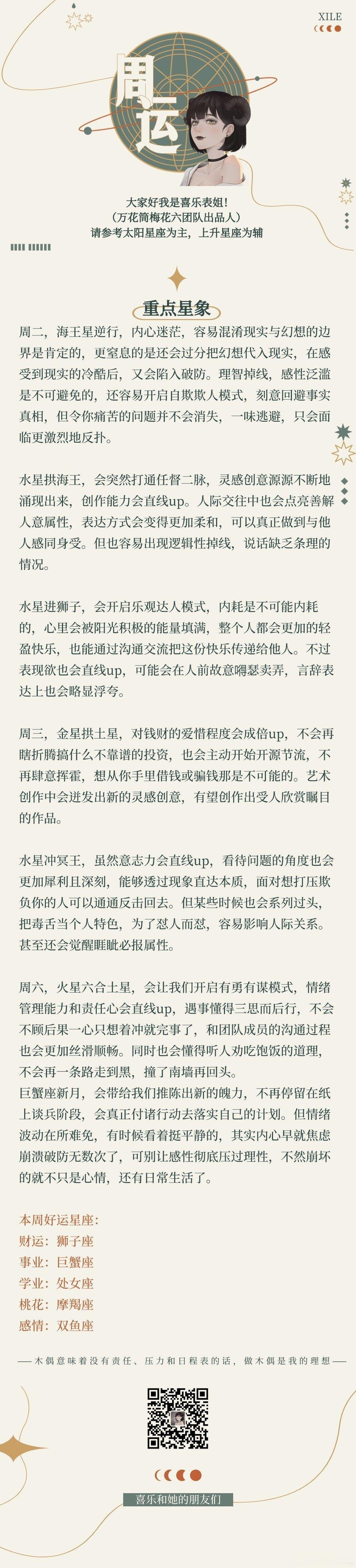 喜乐每周运势 2024.07.01-07.07 ​​​