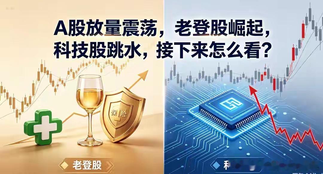 A股放量震荡，老登股崛起，科技股跳水，接下来怎么看？今日A股市场呈现出一幅“冰火