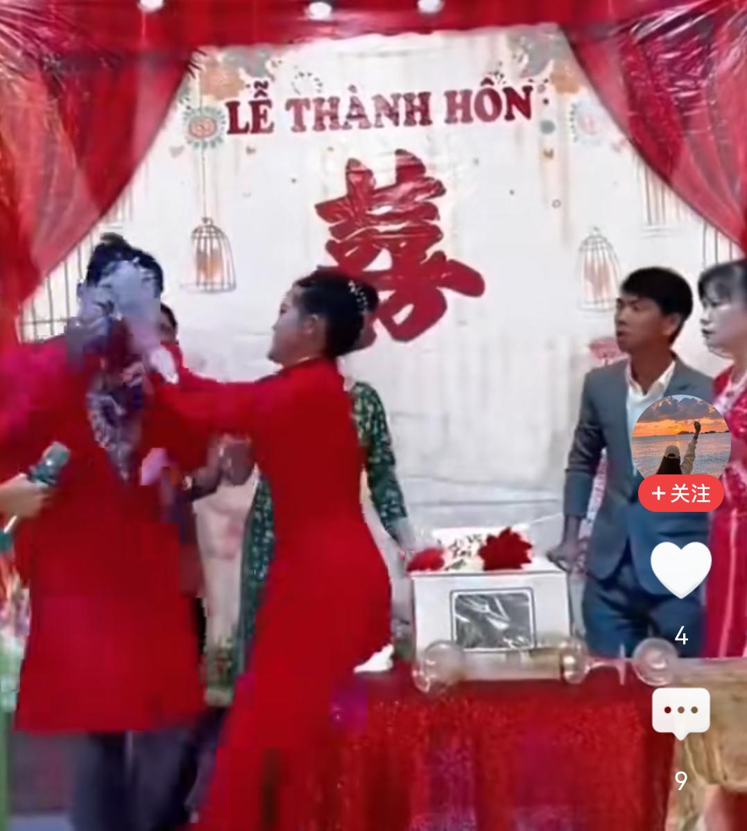 不尊重别人，休怪别人让你下不来台，这适应任何关系。
近日，一队新郎新娘结婚当天，