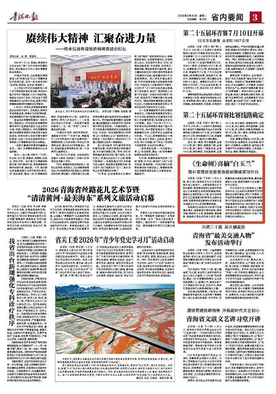 青海省人民政府发文：《生命树》喜摘“白玉兰” 填补青海原创影视电视剧领域奖项空白
