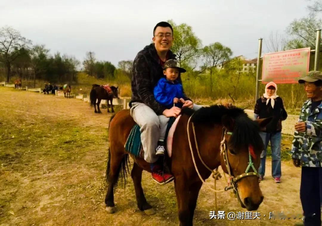 韩德君父子骑马咧嘴笑，马哭了，谁能承受近300斤的重量！大韩直播说:“我也爱杨鸣