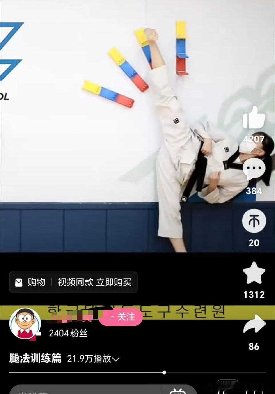 这条只是一个跆拳道训练视频。 ​​​