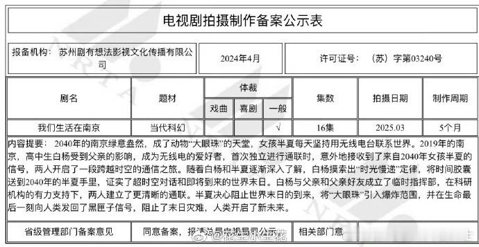 马嘉祺首部科幻男主剧马嘉祺首部男主剧 ​马嘉祺首部科幻男主剧《我们生活在南京》，