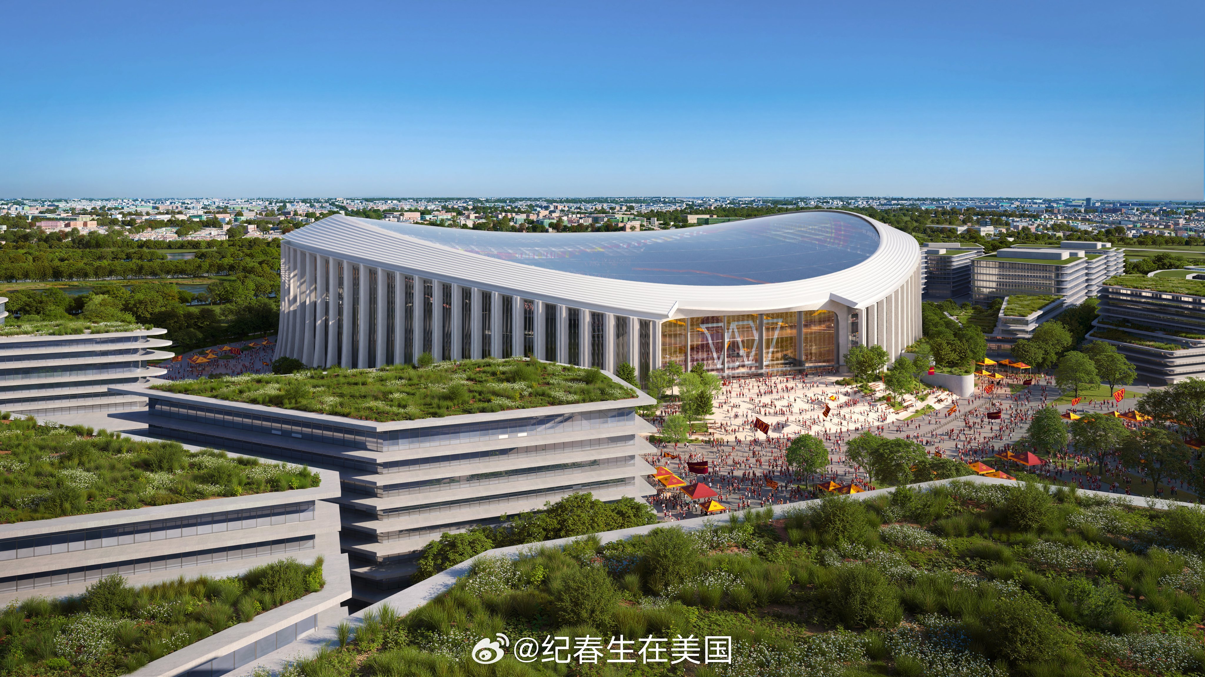 华盛顿指挥官队放出新球场效果图，由著名建筑设计公司HKS负责设计，建在RFK体育