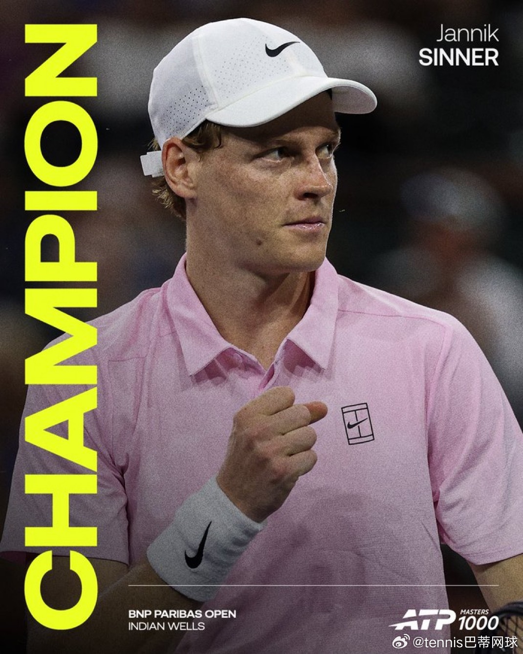 📊 扬尼克·辛纳（🇮🇹）的冠军墙📊 扬尼克·辛纳（意大利） 在首次夺得印