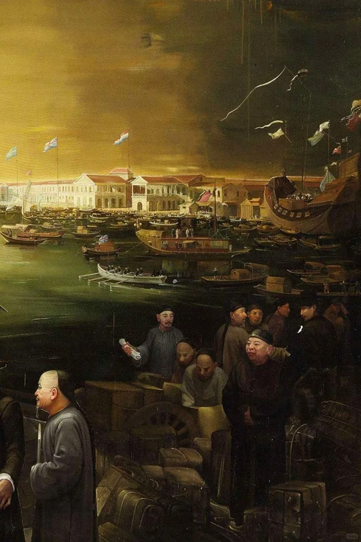 油画“广东十三行的商人”十三行指的是啥？