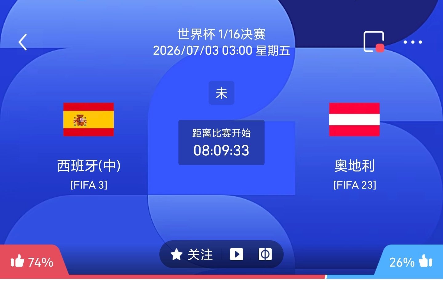 周四083 西班牙VS奥地利更多足球计划臻选开赛时间：07-03 03:00身价