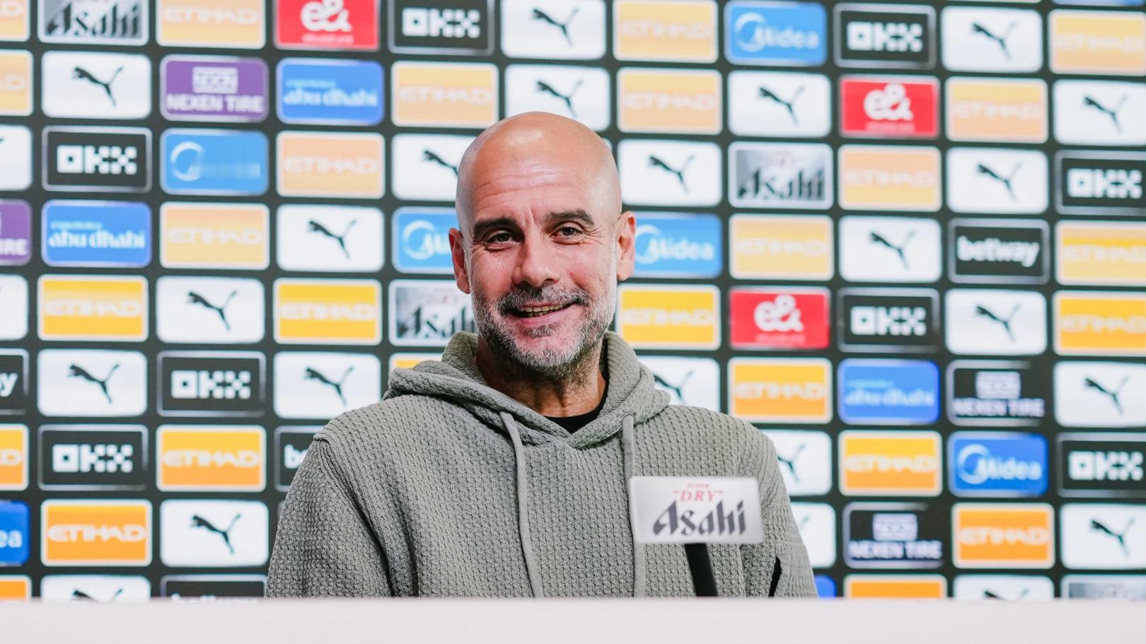 瓜迪奥拉赛前发布会：还没见到哈兰德，但只是一次撞击，会一天天好转的胡桑诺夫已经准