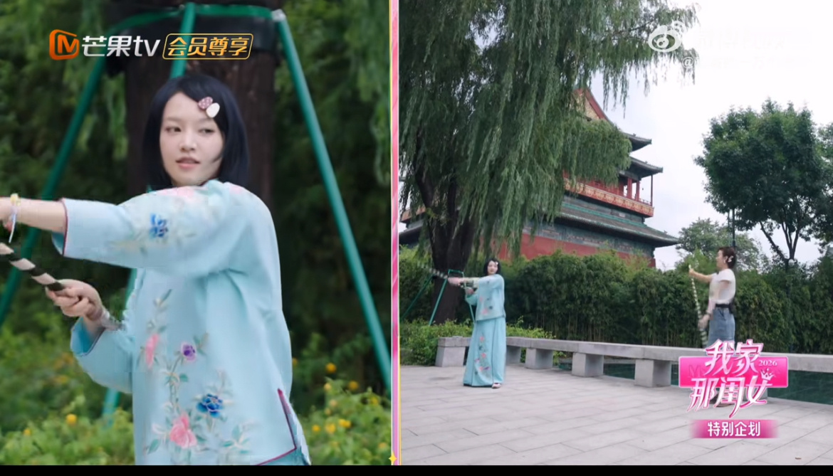 黄灿灿没有一个行为是稳重的我家那闺女哈哈哈哈黄灿灿学京剧长枪被老师当面纠正“不稳