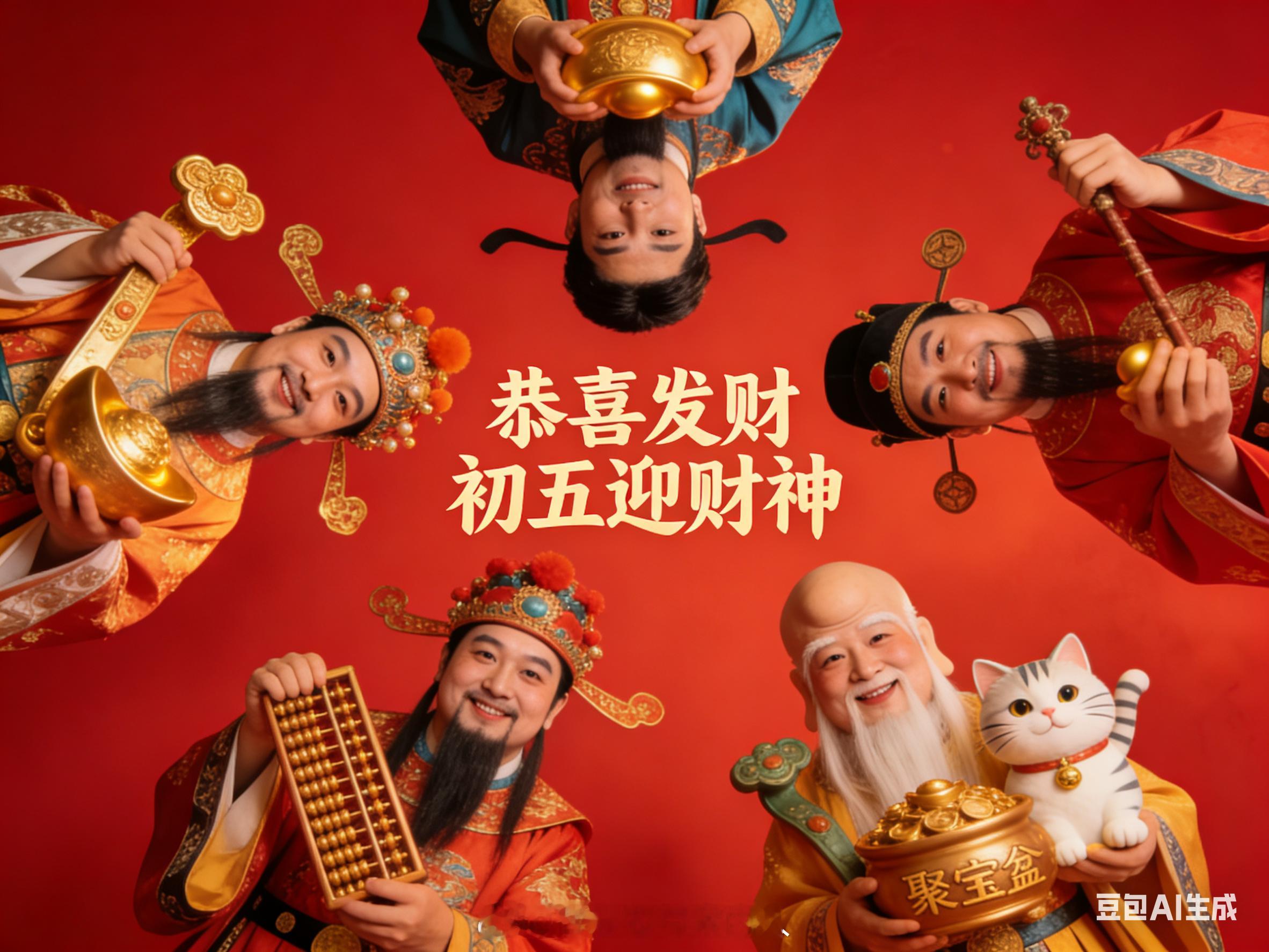 初五迎财神，祝大家投资精进，财源滚滚！迎财神