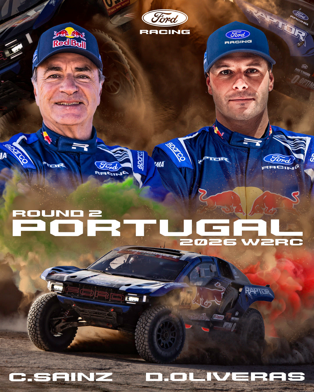 福特确认出战2026赛季W2RC葡萄牙BP终极越野拉力赛阵容，赛恩斯与埃克斯特罗