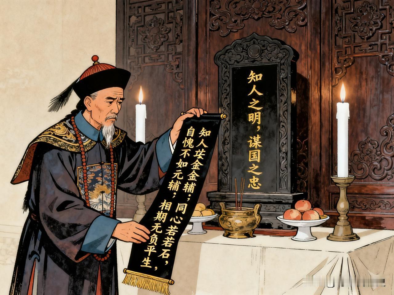 1872年，曾国藩去世，曾家正在举行葬礼时，曾国藩的死对头左宗棠送来一副挽联。众