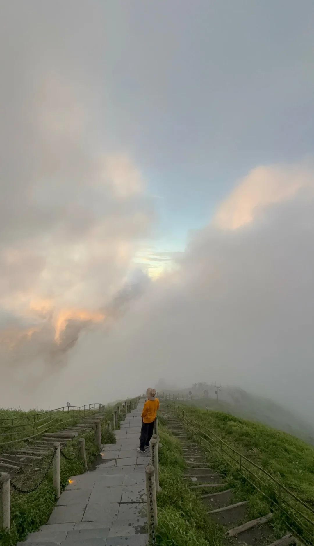 九号上阴天，十号看日出下山😸
爬山拍照 旅游 小小武功山拿下拿下 总有日出和云