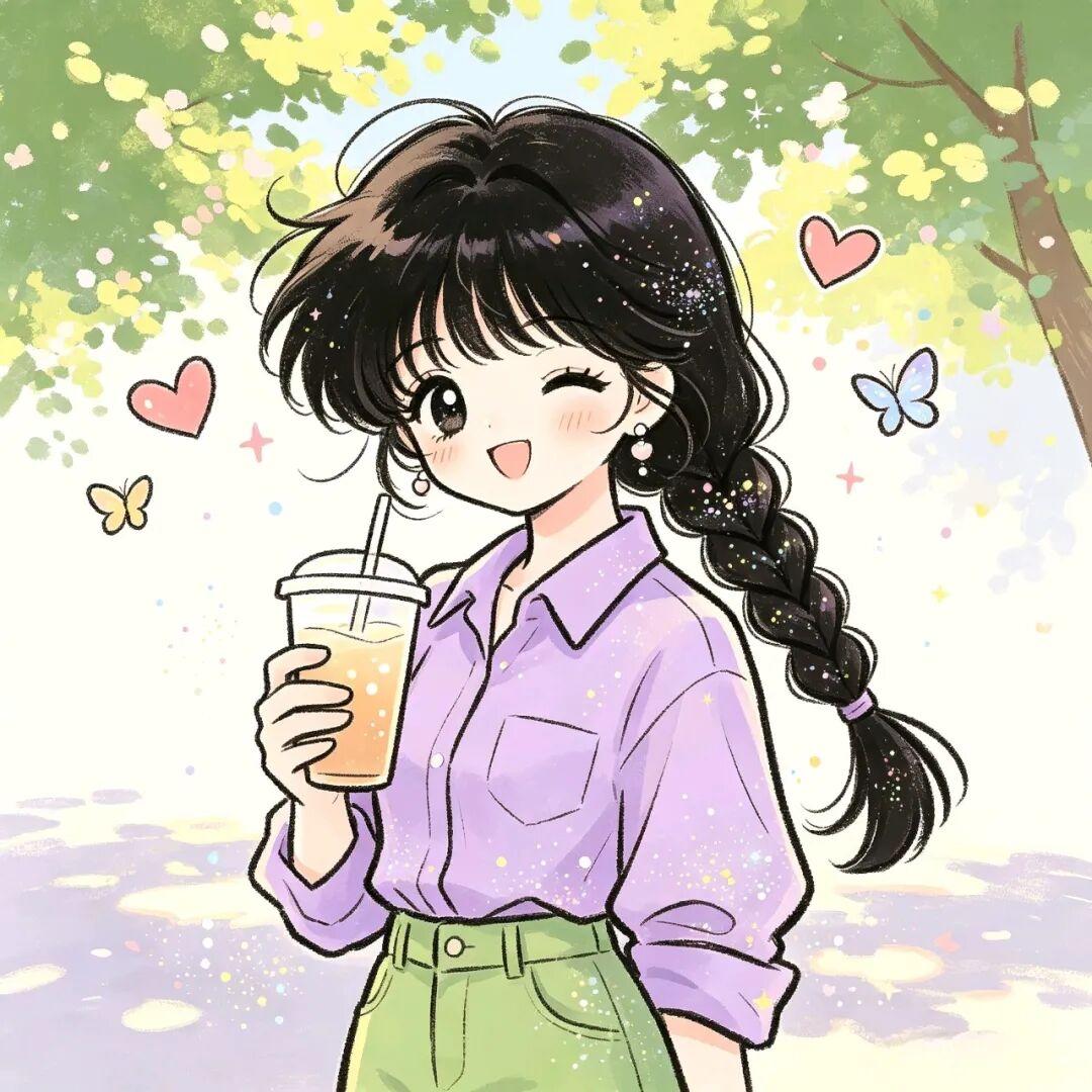 女生头像｜晚风配奶茶，邂逅一整组温柔少女插画