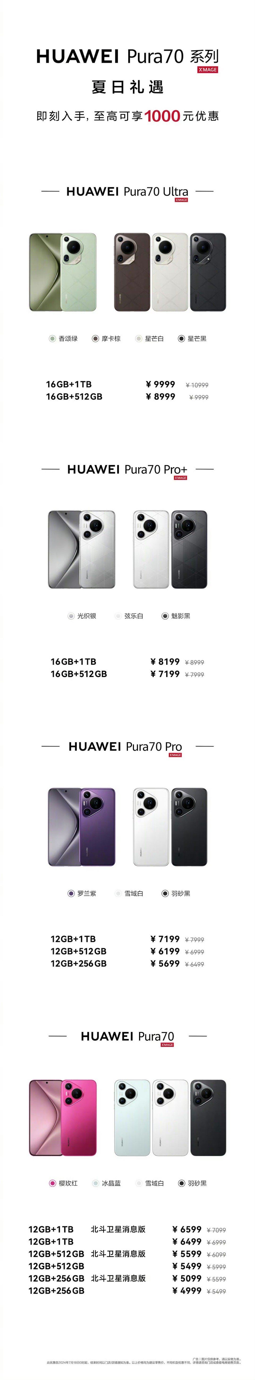 最近华为Pura70全系列的出货量达到了新高，华为紧接着就来了一波夏日礼遇。一方