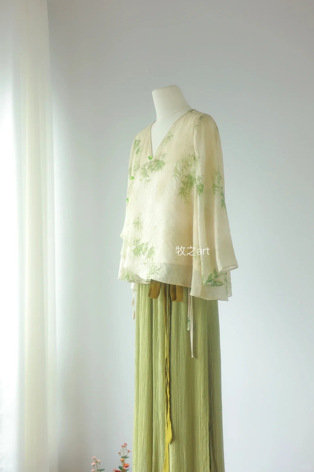 中式国风上衣｜竹叶印染