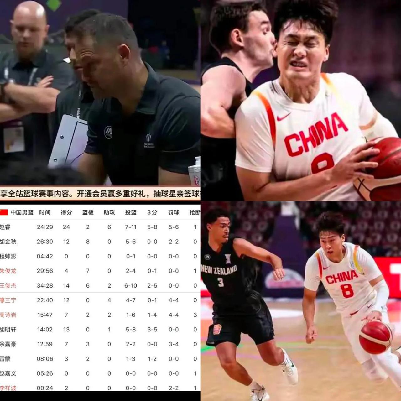 新西兰教练赛后 2 句话，
说明他“心服口服”。他说中国队表现比预想的好，打了场