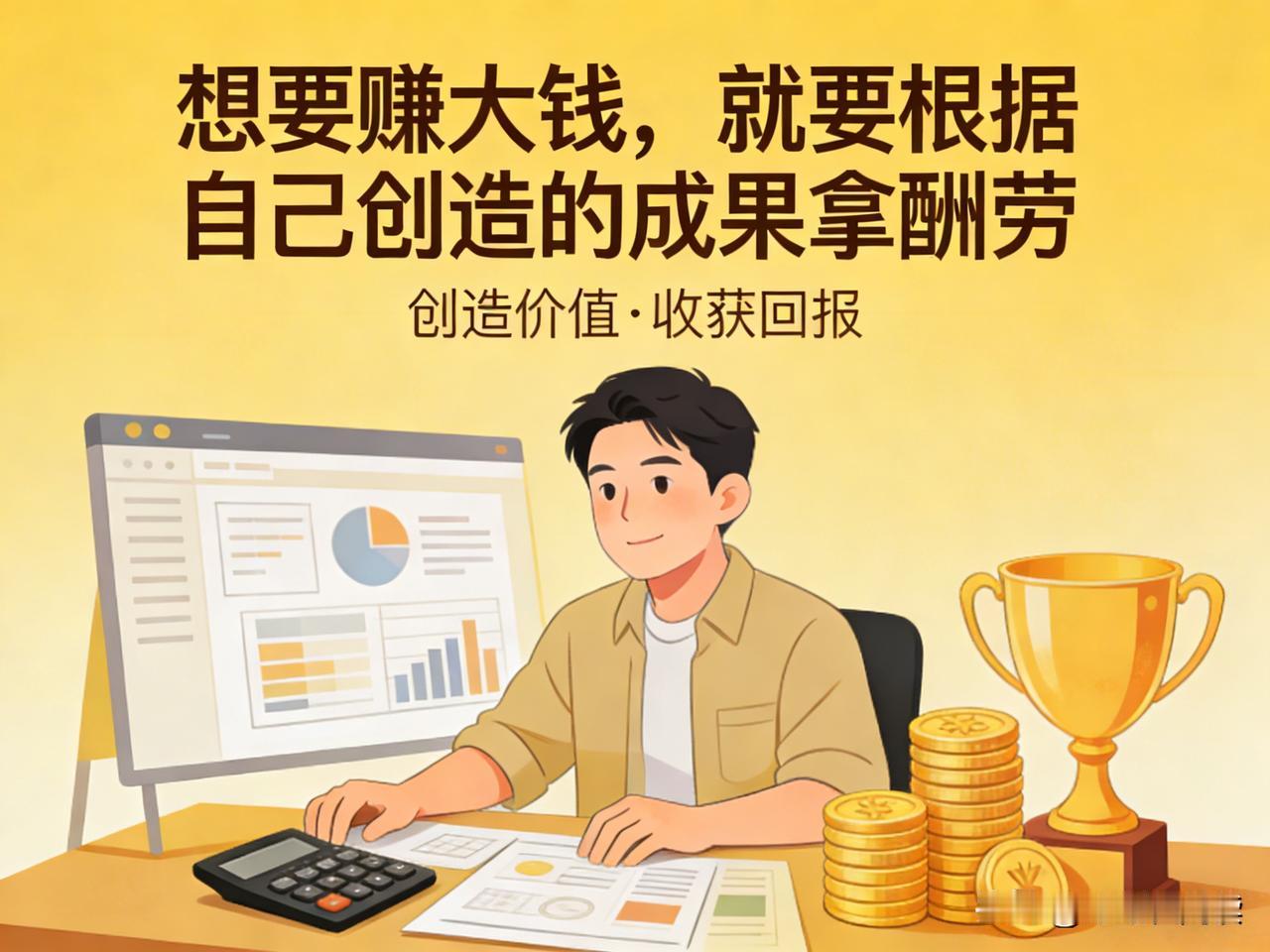 靠成果赚钱，才是真正的底气
 
想要赚大钱，靠的从来不是死工资，也不是一味埋头苦